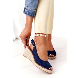 PG1 Sandales compensées Las Palomas avec tresses bleu marin 2