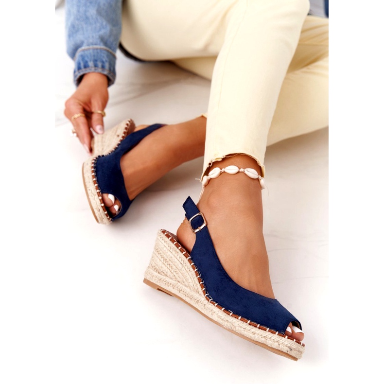 PG1 Sandales compensées Las Palomas avec tresses bleu marin 3