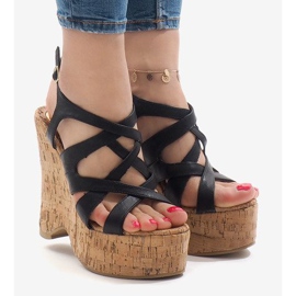 Sandales compensées noires 10193 1