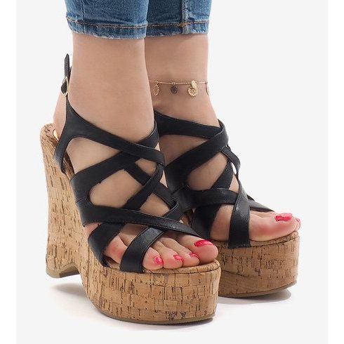 Sandales compensées noires 10193 1