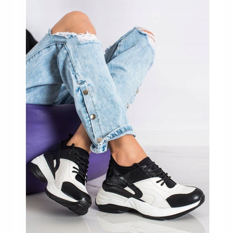 Melisa Baskets classiques nouées blanc noir 1