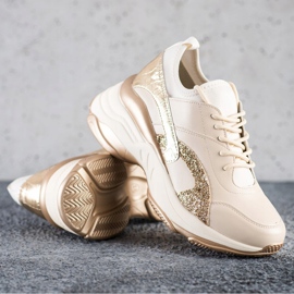 Melisa Baskets classiques nouées beige d'or 2