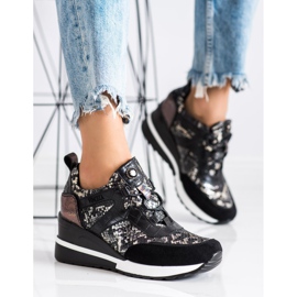 Baskets compensées VINCEZA le noir 1