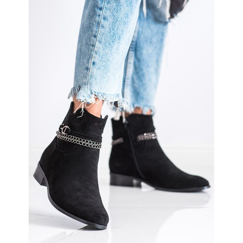 Bottines avec chaîne décorative VINCEZA le noir 2