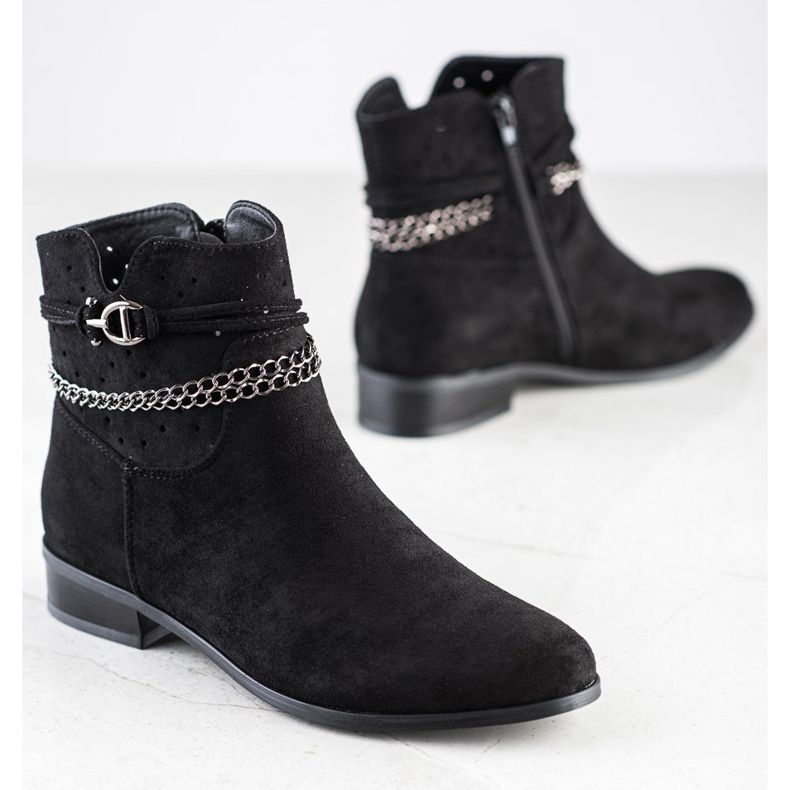 Bottines avec chaîne décorative VINCEZA noir 1