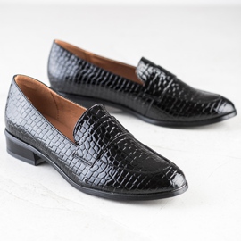 Mocassins VINCEZA imprimé serpent noir 1