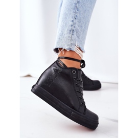Baskets En Cuir Sur Compensées Big Star EE274127 Noir le noir 4