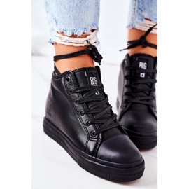 Baskets En Cuir Sur Compensées Big Star EE274127 Noir le noir 1