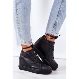 Baskets En Cuir Sur Compensées Big Star EE274127 Noir le noir 3