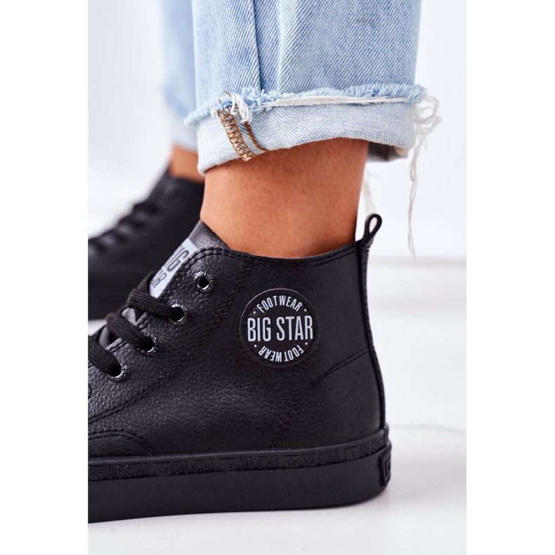 Baskets Hautes En Cuir Pour Femmes Big Star GG274015 Noir le noir 1 Baskets Hautes En Cuir Pour Femmes Big Star GG274015 Noir le noir 1