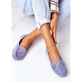 PS1 Mocassins Femme En Daim Bleu Downtown 1