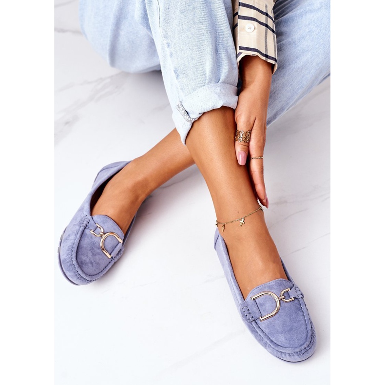 PS1 Mocassins Femme En Daim Bleu Downtown 1