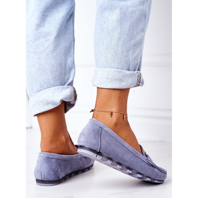 PS1 Mocassins Femme En Daim Bleu Downtown 2