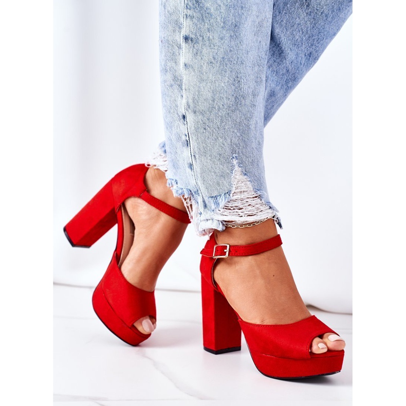 PW1 Sandales en daim sur une barre rouge Silvia 1