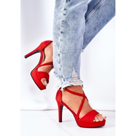 PW1 Sandales en daim sur un talon haut Lizzy rouge 3