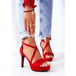 PW1 Sandales en daim sur un talon haut Lizzy rouge 1