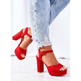 PW1 Sandales en daim sur une barre Camilia rouge 3