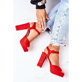 PW1 Sandales en daim sur une barre Camilia rouge 1