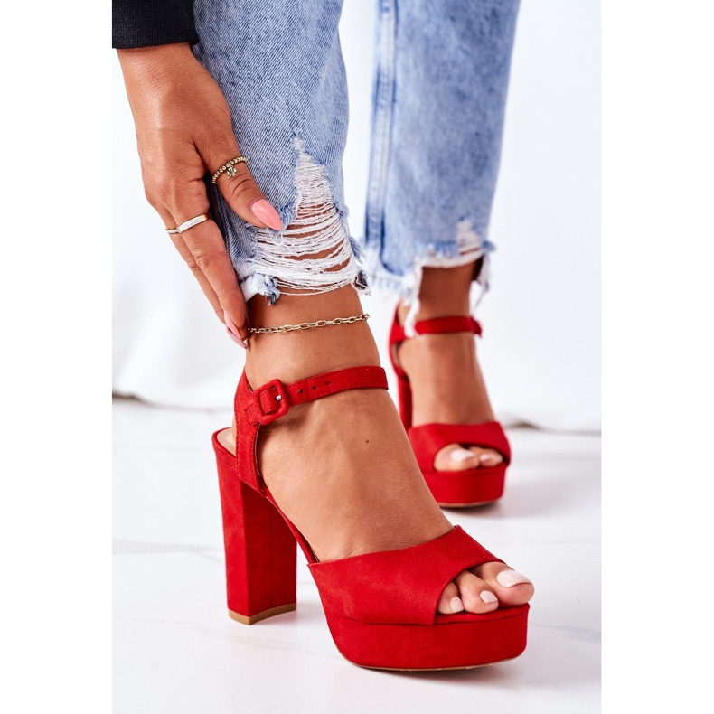 PW1 Sandales en daim sur une barre Camilia rouge 2