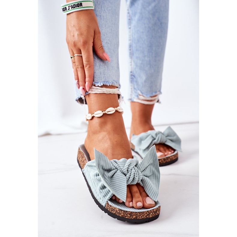 PS1 Chaussons en velours côtelé avec liège d'été à la menthe vert 2