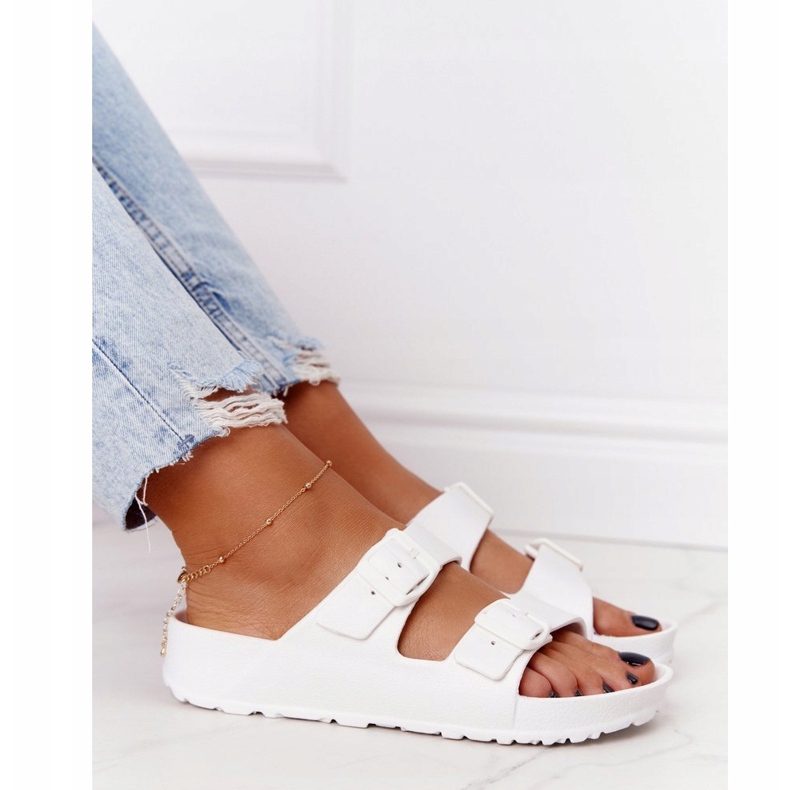 NEWS Pantoufles En Caoutchouc Stacy Blanches Pour Femmes 1