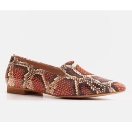 Marco Shoes Ballerines lordsy en cuir - motif peau de serpent rouge 1 Marco Shoes Ballerines lordsy en cuir - motif peau de serpent rouge 1