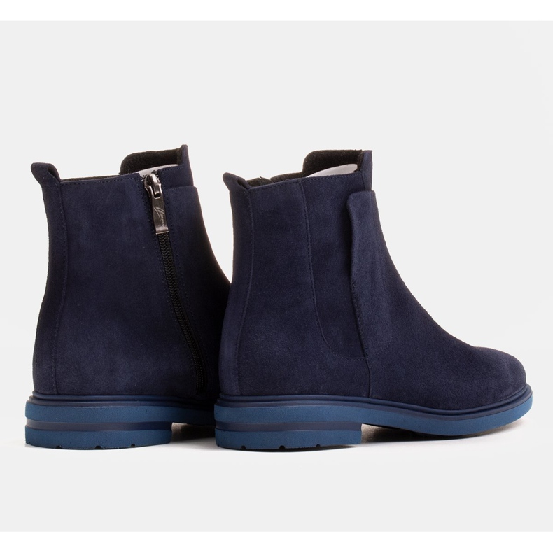 Marco Shoes Bottes légères isolées avec un fond plat en cuir naturel bleu marin 2