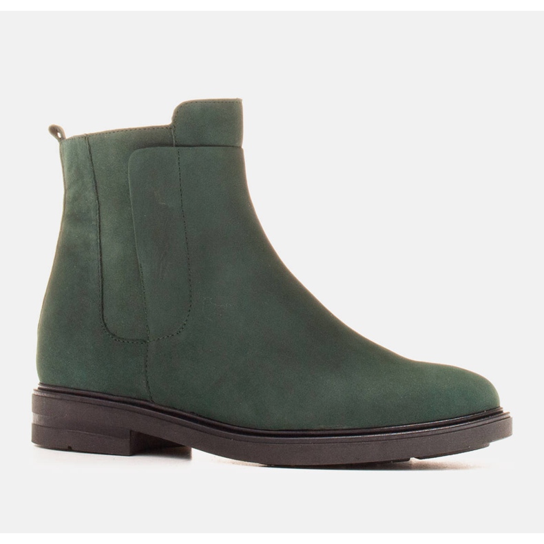 Marco Shoes Bottes légères isolées avec un fond plat en cuir naturel vert 1