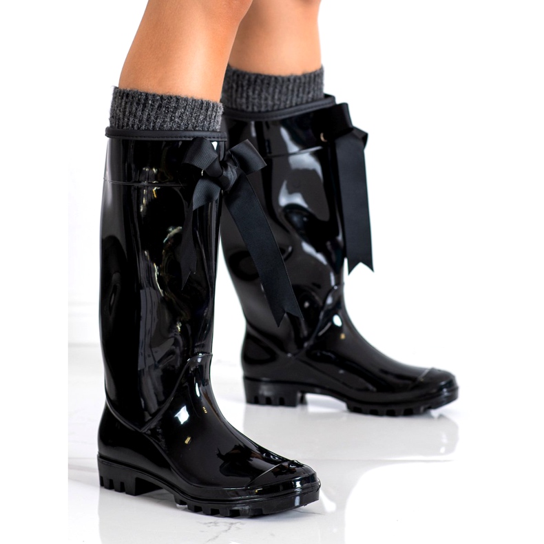 SHELOVET Galoches hautes avec un arc le noir 2 SHELOVET Galoches hautes avec un arc le noir 2