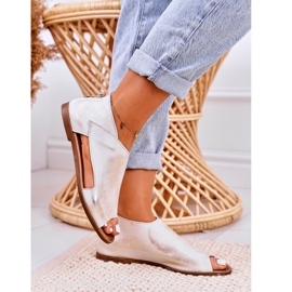 Nicole Sandales Plates En Cuir Femme Blanc Natalie doré 5