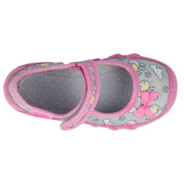 Slippers pour enfants Befado 109p218 rose avec un arc 4