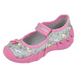 Slippers pour enfants Befado 109p218 rose avec un arc 3