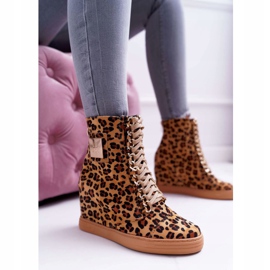 Baskets Femme Lu Boo Chaîne Dorée Daim Léopard Monica beige brun 1
