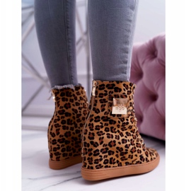 Baskets Femme Lu Boo Chaîne Dorée Daim Léopard Monica beige brun 4
