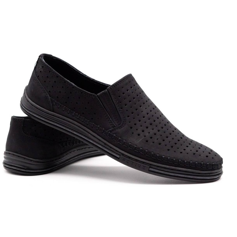 Polbut Chaussures ajourées pour hommes 2107P noir le noir 4