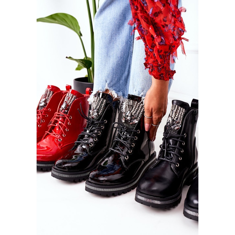 Ouvriers Chauds Laqués Avec Black Attention Cubic Zirconia le noir 2