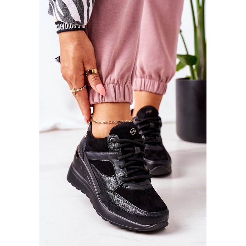 PE1 Baskets compensées noires Temida 1