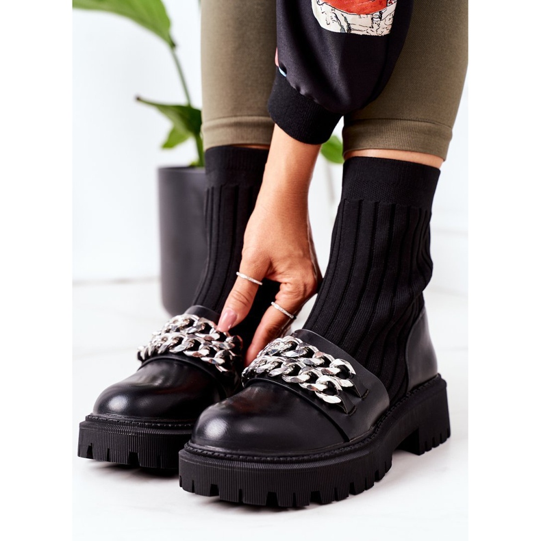 PS1 Bottes de travail avec chaînes noires Walk This Way le noir 1