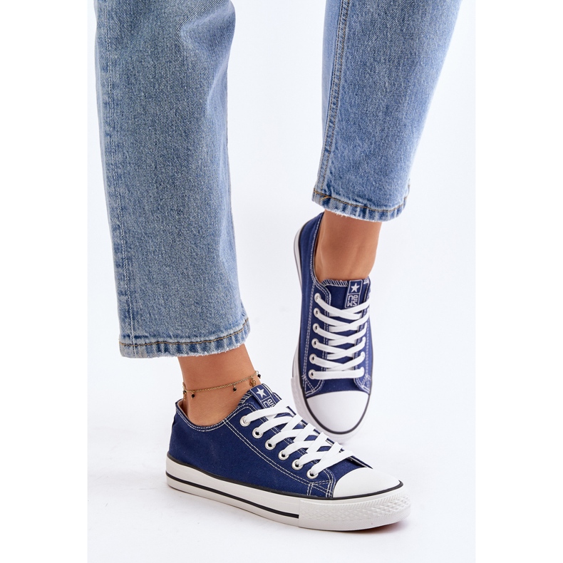 NEWS Baskets Ecoma Classiques Bleu Marine Femme 2