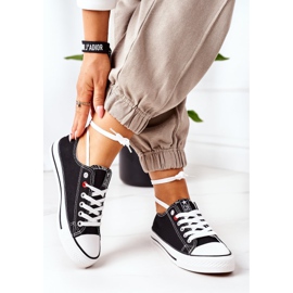 NEWS Baskets classiques noires pour femmes avec semelle Ecoma blanche 1