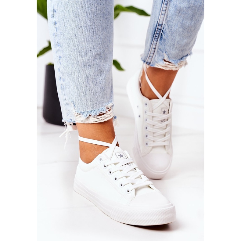 NEWS Baskets Cuir Femme Blanc Mega blanche 2
