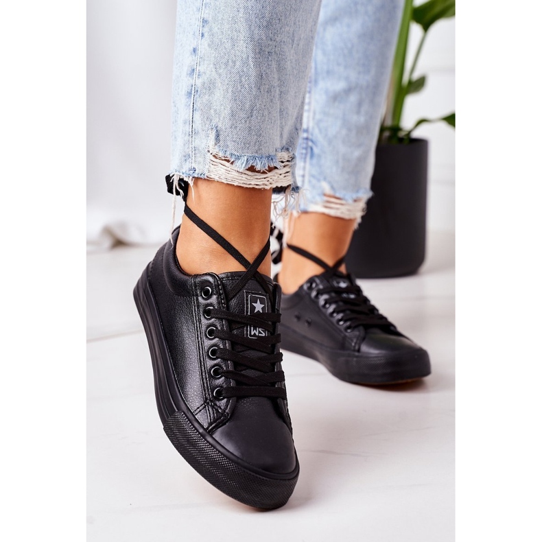 NEWS Baskets en cuir pour femmes Black Mega noir 2