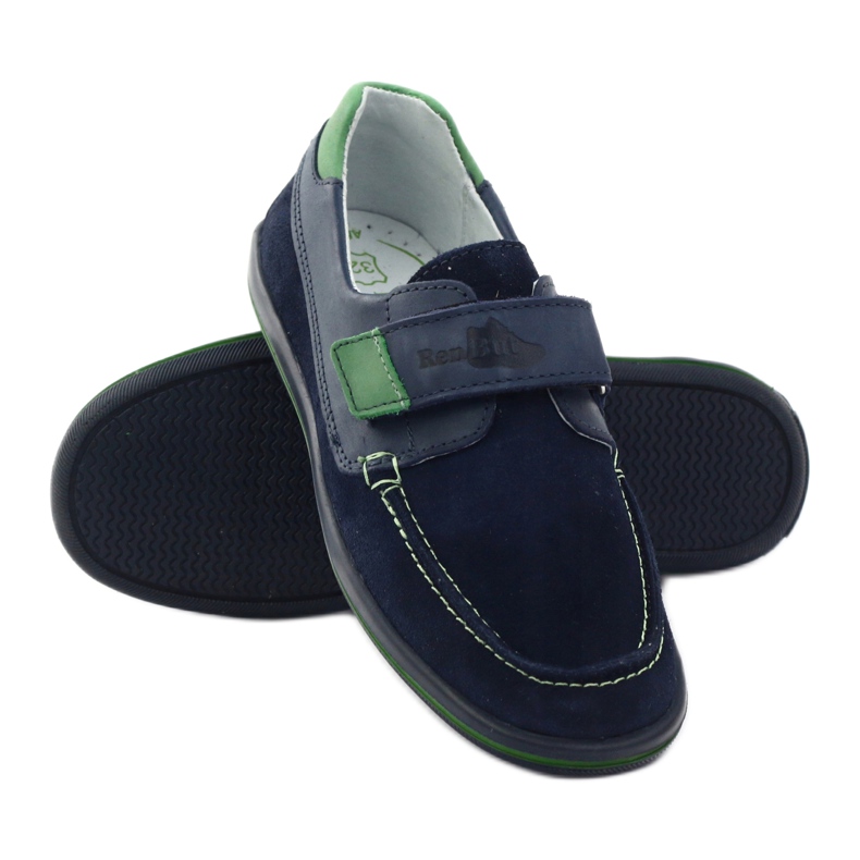 Chaussures en cuir avec velcro pour garçon RenBut 4249, bleu marine 3