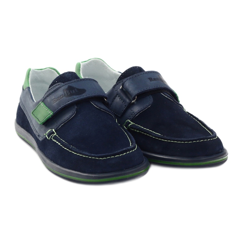 Chaussures en cuir avec velcro pour garçon RenBut 4249, bleu marine 4
