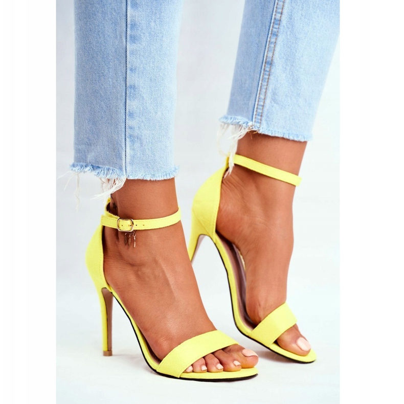 PS1 Sandales À Talons Hauts Femme En Eco-daim Jaune Liberty 1