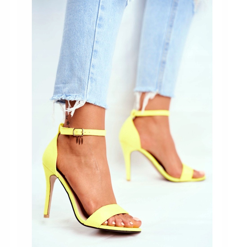 PS1 Sandales À Talons Hauts Femme En Eco-daim Jaune Liberty 3