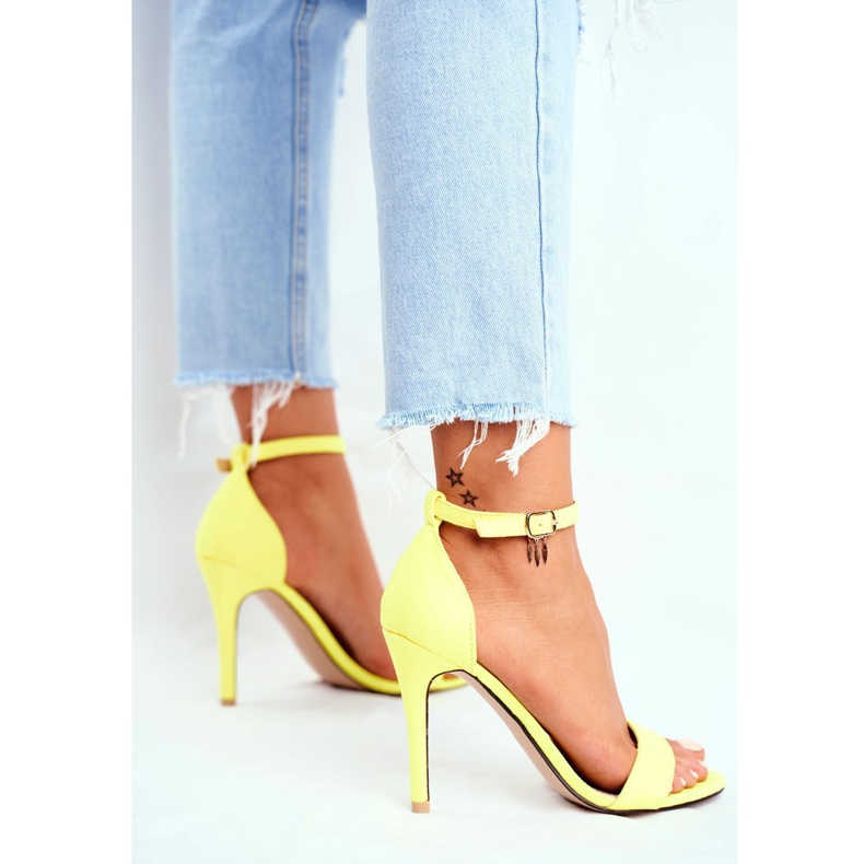 PS1 Sandales À Talons Hauts Femme En Eco-daim Jaune Liberty 4