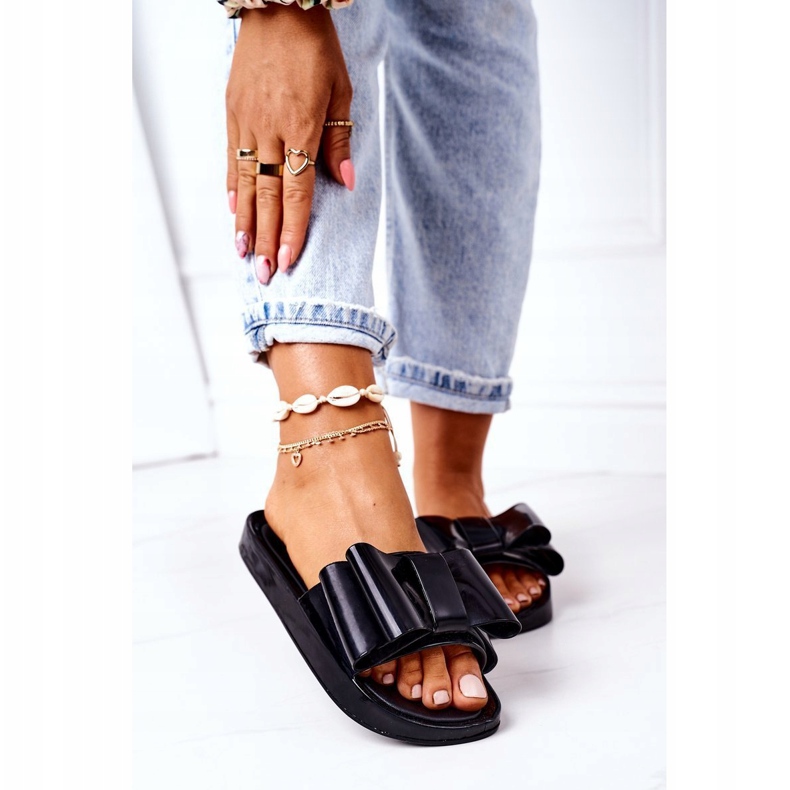 PS1 Chaussons En Caoutchouc Avec Nœud Avril Noir 1