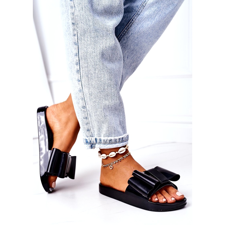 PS1 Chaussons En Caoutchouc Avec Nœud Avril Noir 3