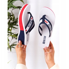 Tongs pour femmes sur le coin Big Star HH274A093 Blanc bleu marine 2